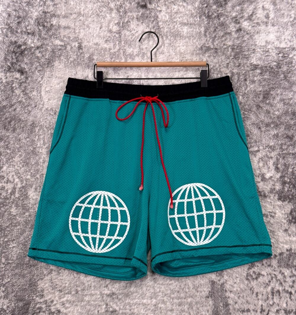 Diet Starts Monday Shorts XXL Mens Mesh Drawstring Waist Globe Graphic 6"